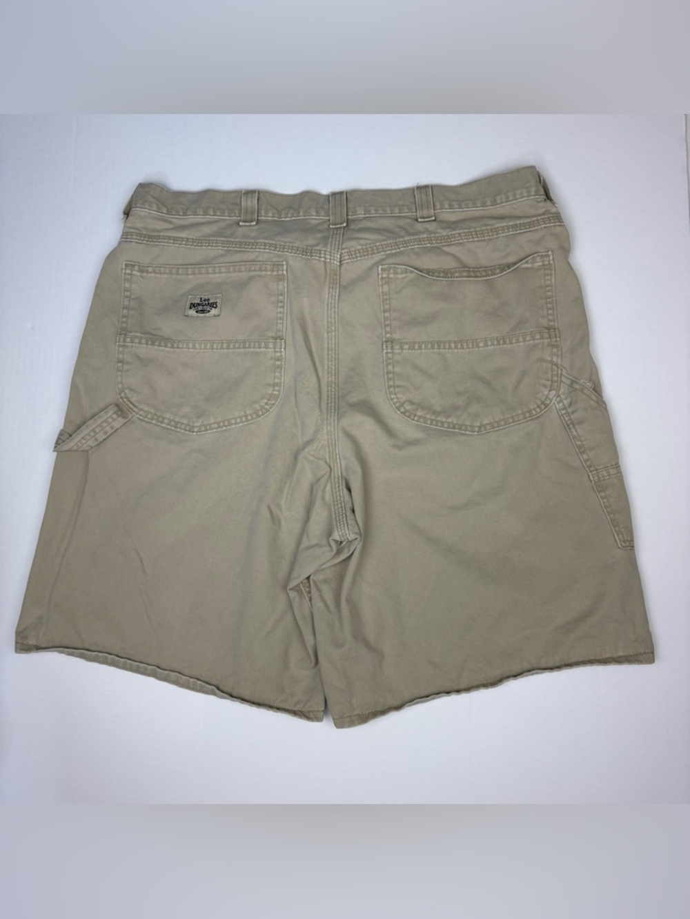 Lee Dungarees Men Size 46 R Shorts Denim Carpenter Beige Tan Khaki Cotton 10 in